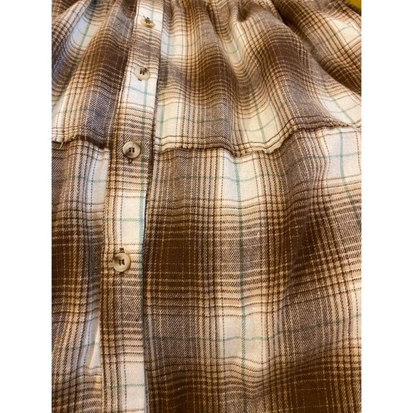 Davi & Dani Dress Women's M Brown Plaid Button-Up Soft Flannel Western Country - Picture 10 of 14